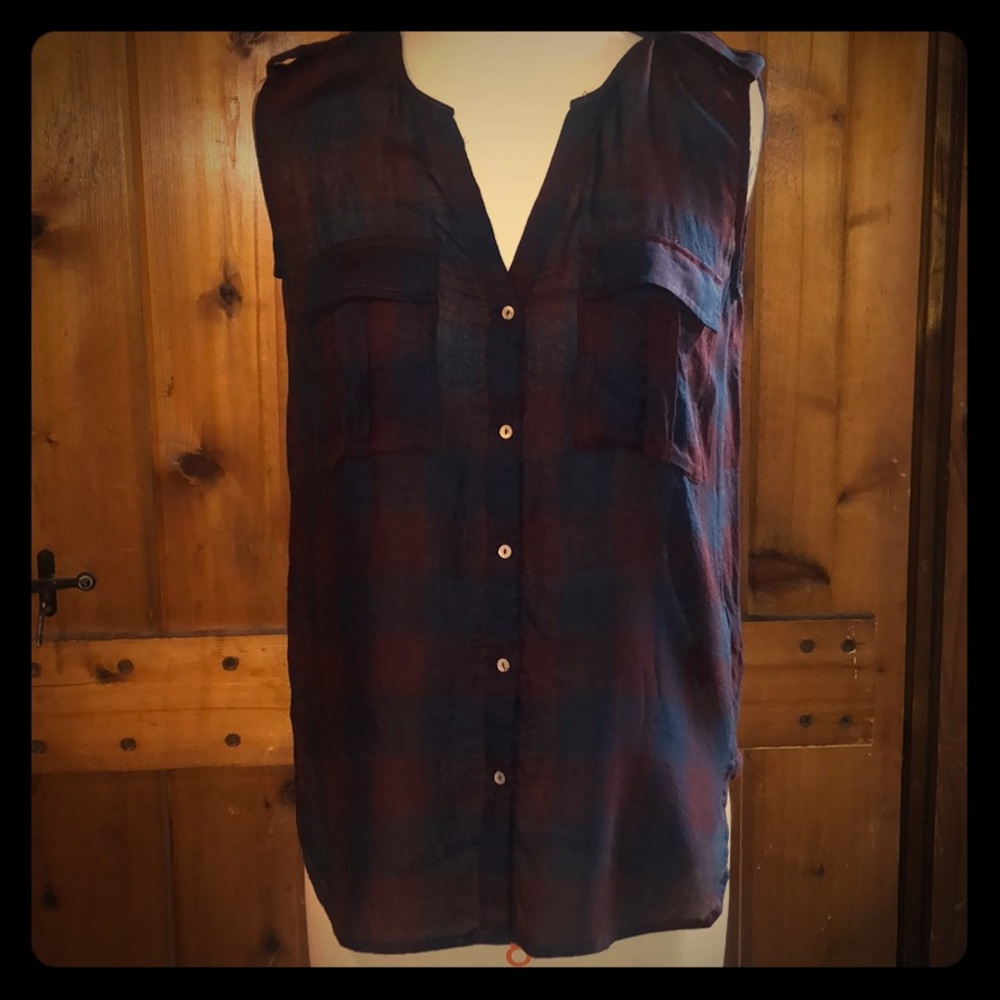 H&M Plaid Button Down Tank Size 4